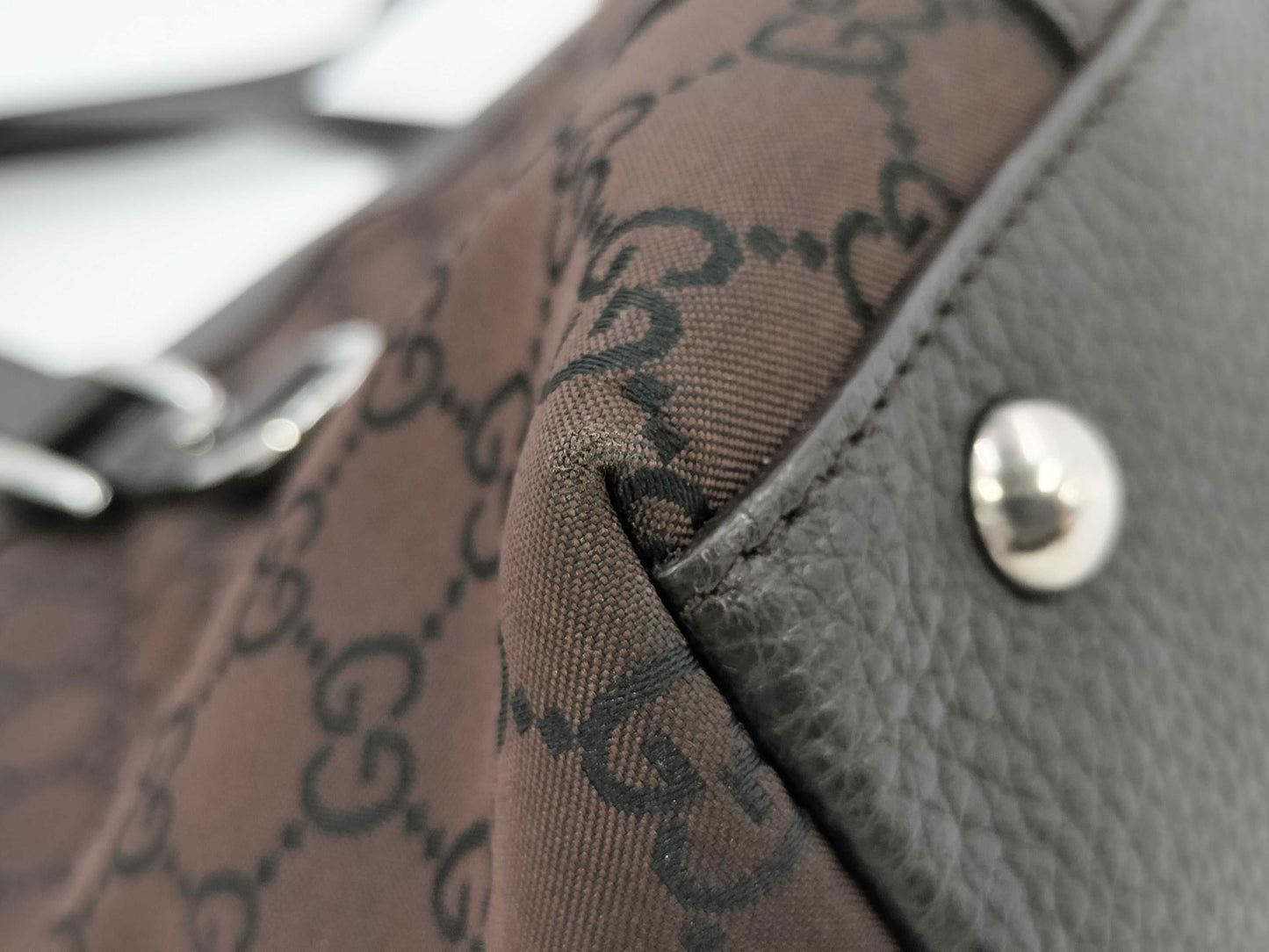 GUCCI Gucci GG Nylon Tote Bag Nylon Dark Brown 268640 Bag