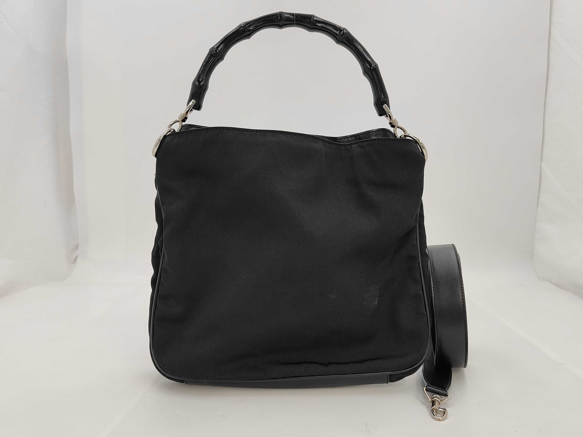 GUCCI Gucci Bamboo 2way Bag Nylon Black 001-1638 Handbag