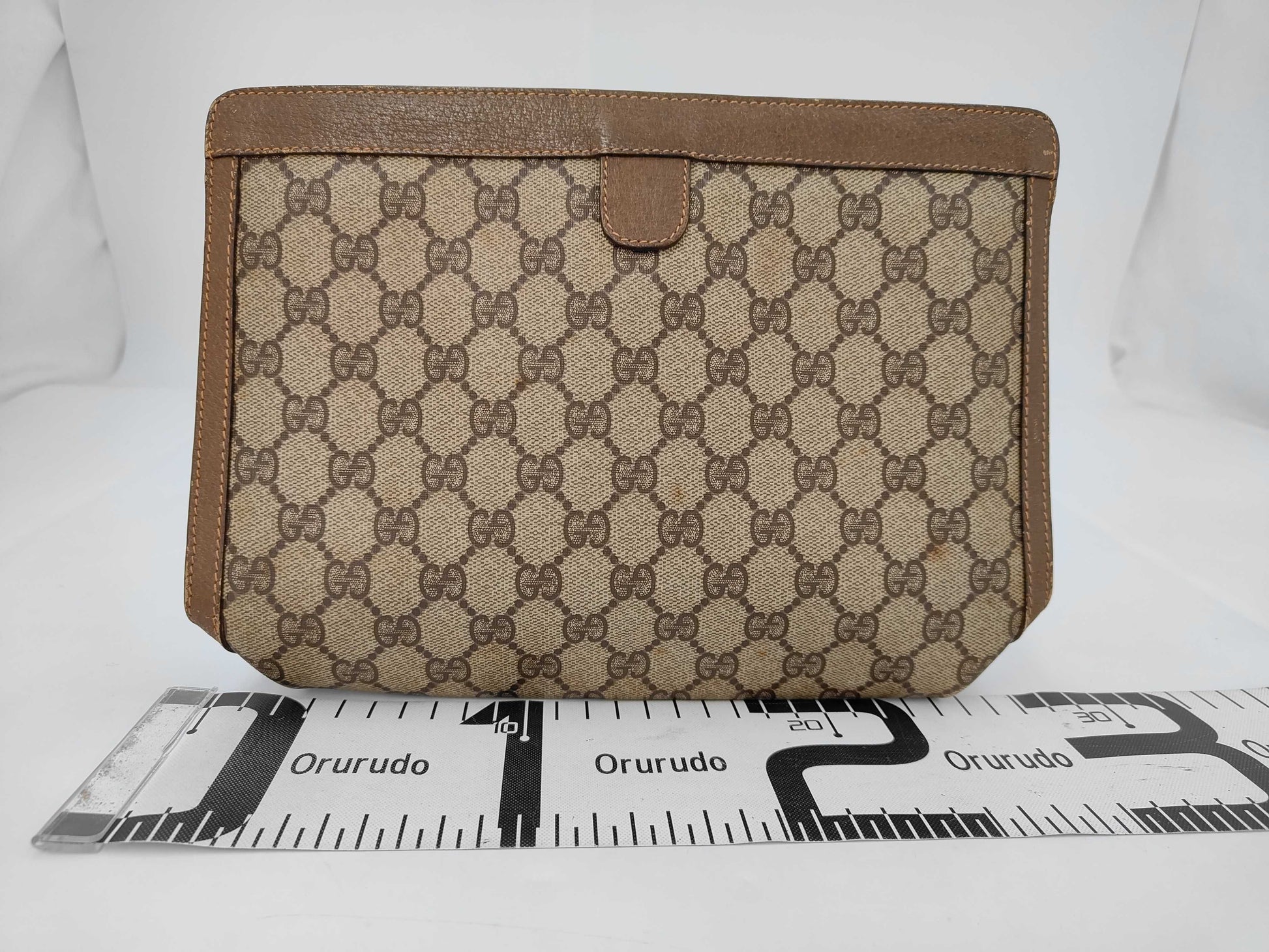 GUCCI Gucci GG Plus Sherry PVC Brown 89/01/033 Clutch Bag