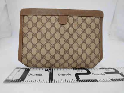 GUCCI Gucci GG Plus Sherry PVC Brown 89/01/033 Clutch Bag