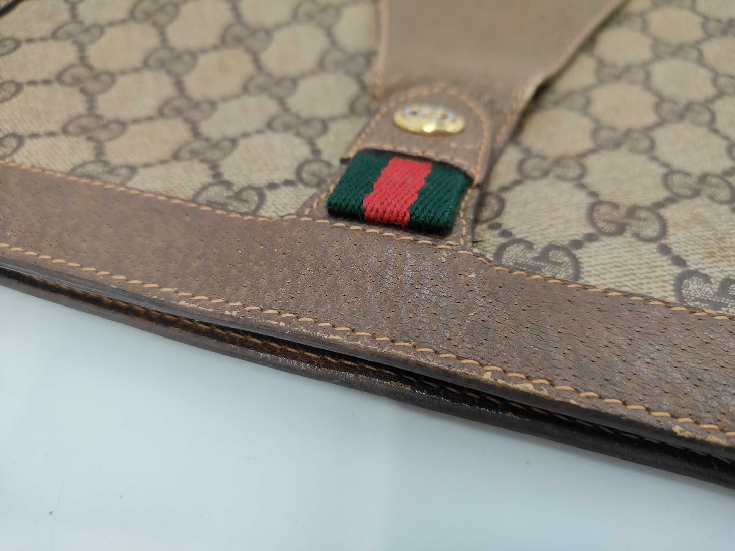 GUCCI Gucci GG Plus Sherry PVC Brown 89/01/033 Clutch Bag