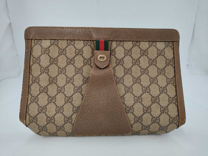 GUCCI Gucci GG Plus Sherry PVC Brown 89/01/033 Clutch Bag