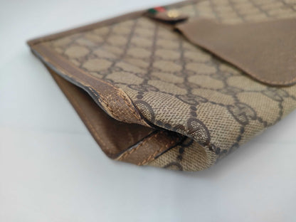 GUCCI Gucci GG Plus Sherry PVC Brown 89/01/033 Clutch Bag