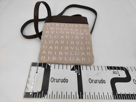 BVLGARI Logomania Canvas Beige x Brown Shoulder Bag