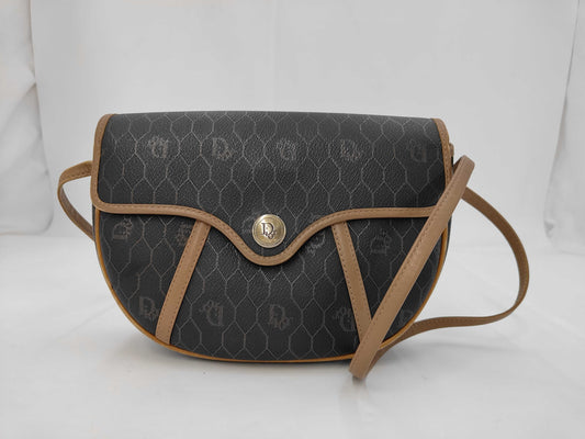Dior Christian Dior Honeycomb PVC Black x Brown Shoulder Bag
