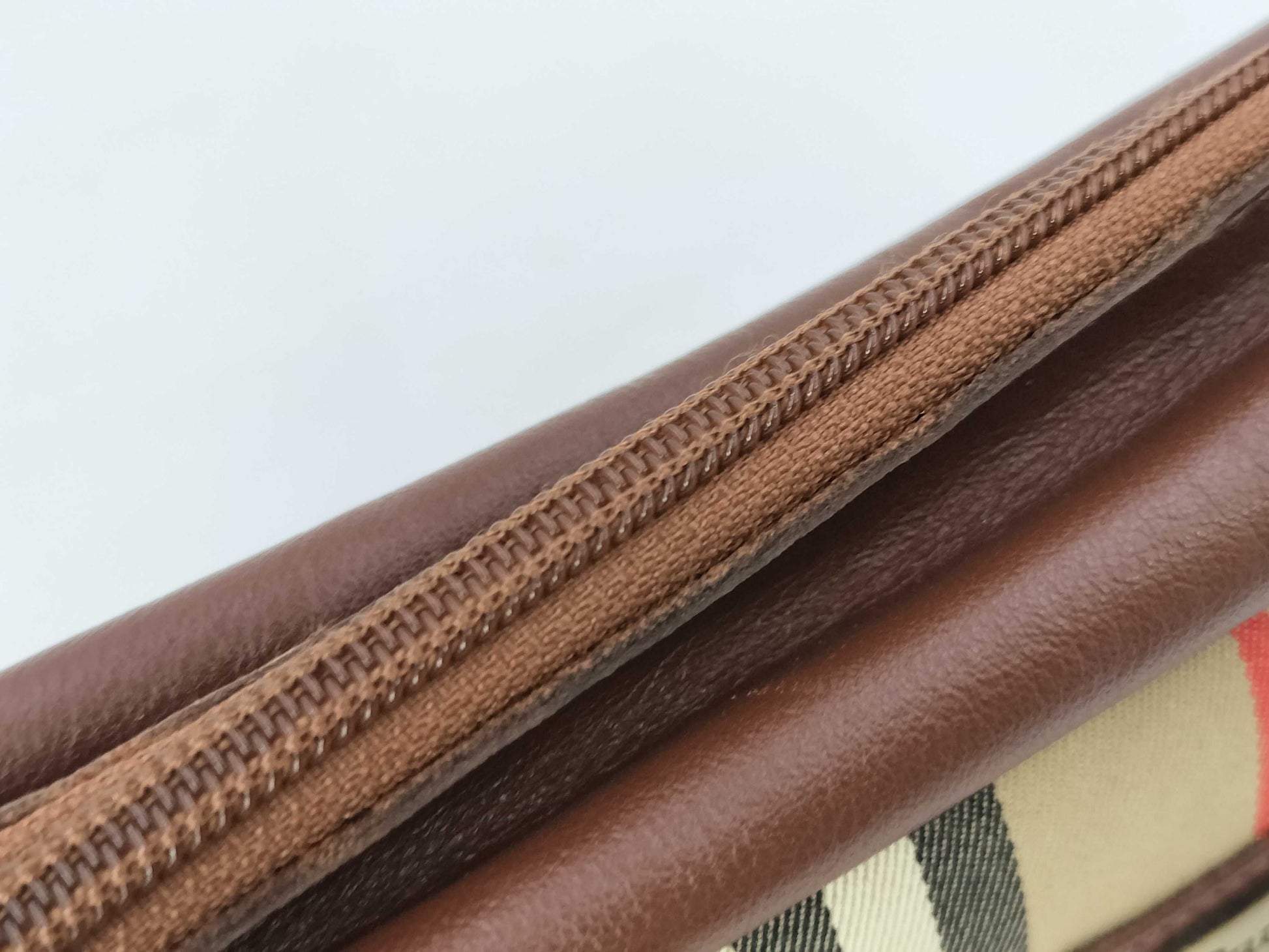 Burberrys Pouch Canvas Brown Check Pouch