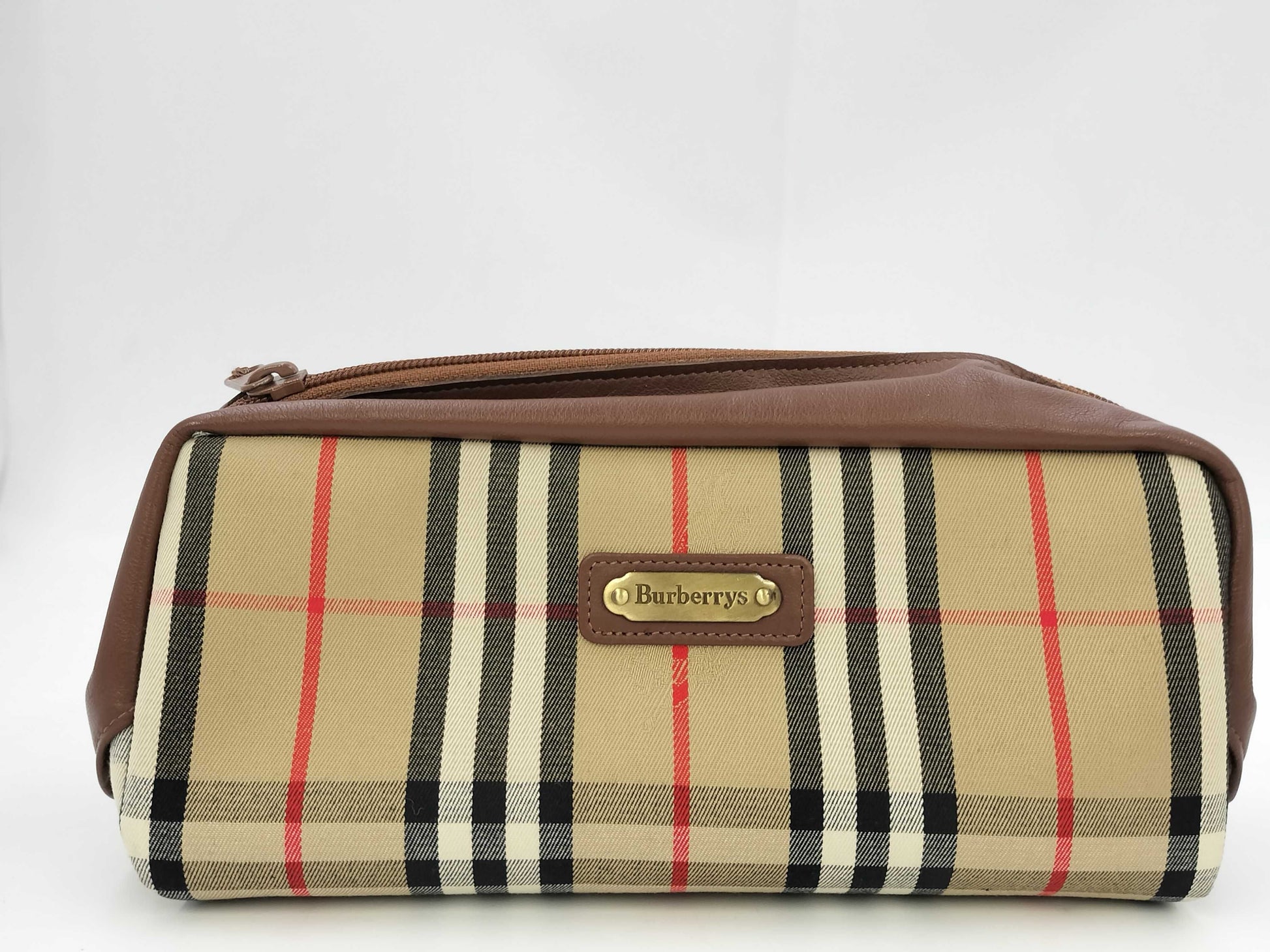 Burberrys Pouch Canvas Brown Check Pouch
