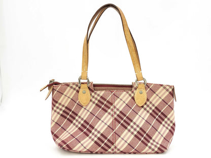 BURBERRY Blue Label Shoulder Bag Canvas Red Check Tote Bag
