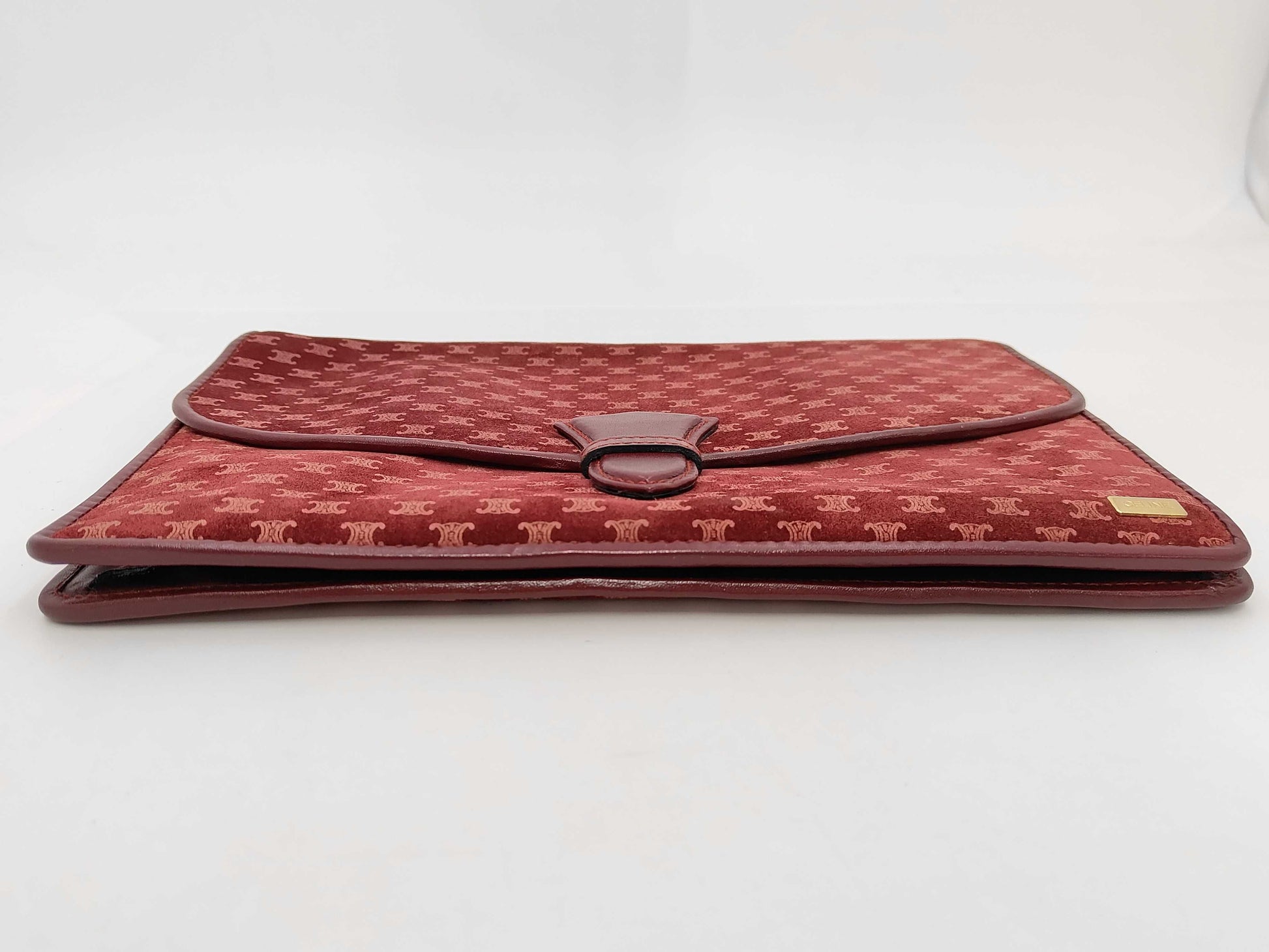 CELINE Macadam Second Bag Suede Bordeaux Clutch Bag