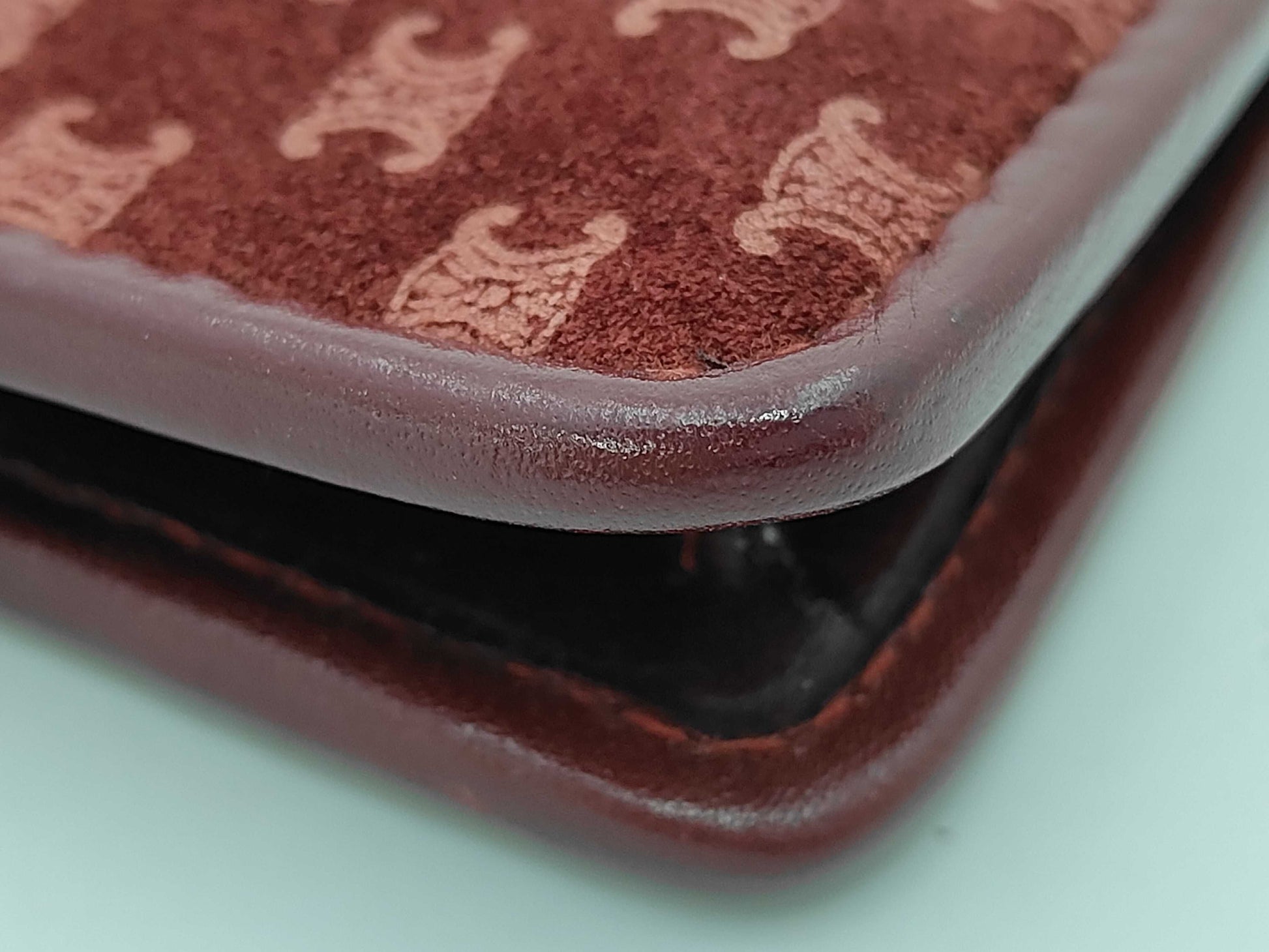 CELINE Macadam Second Bag Suede Bordeaux Clutch Bag