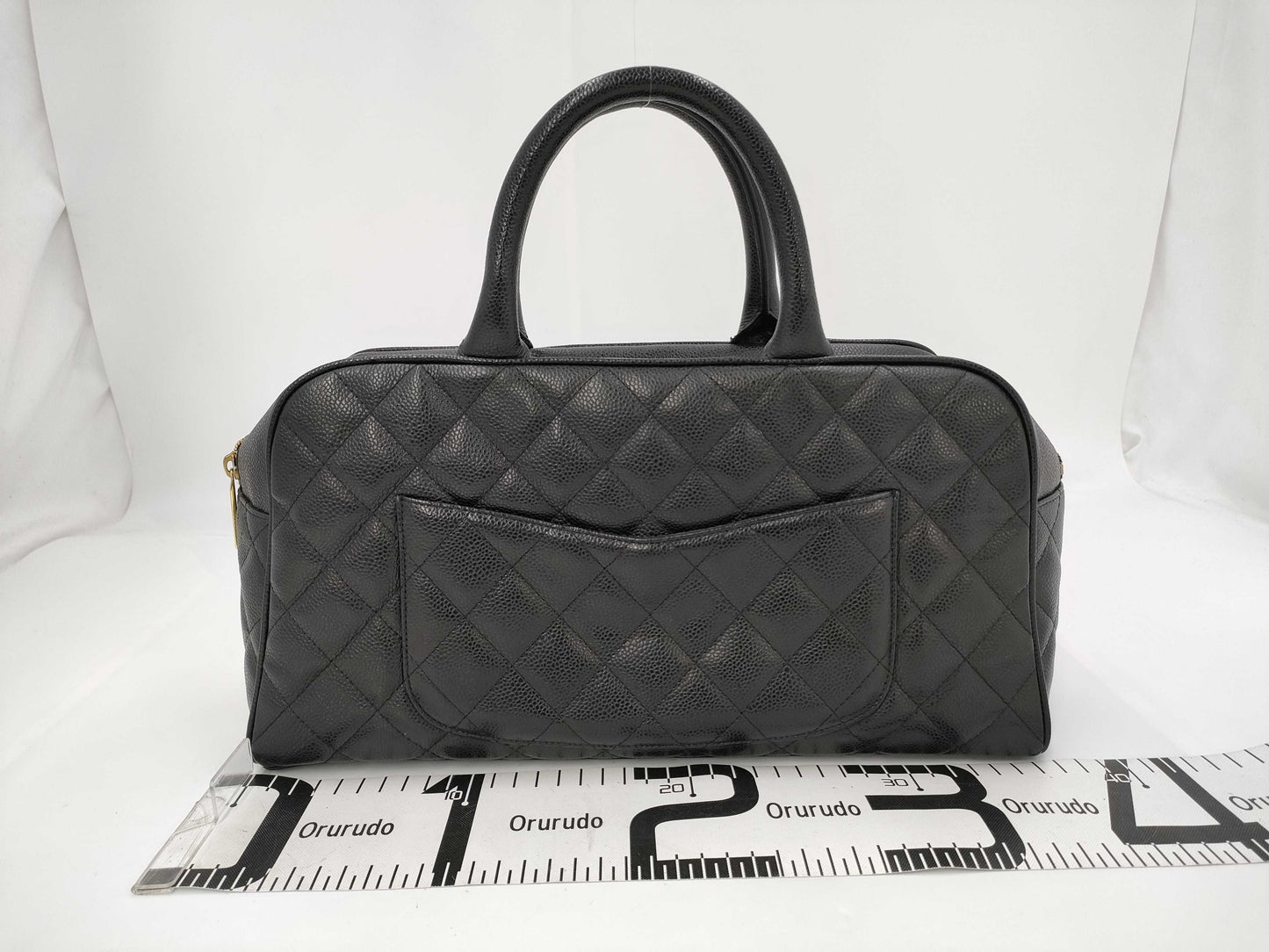 CHANEL Caviar Skin Bowling Bag Black Handbag
