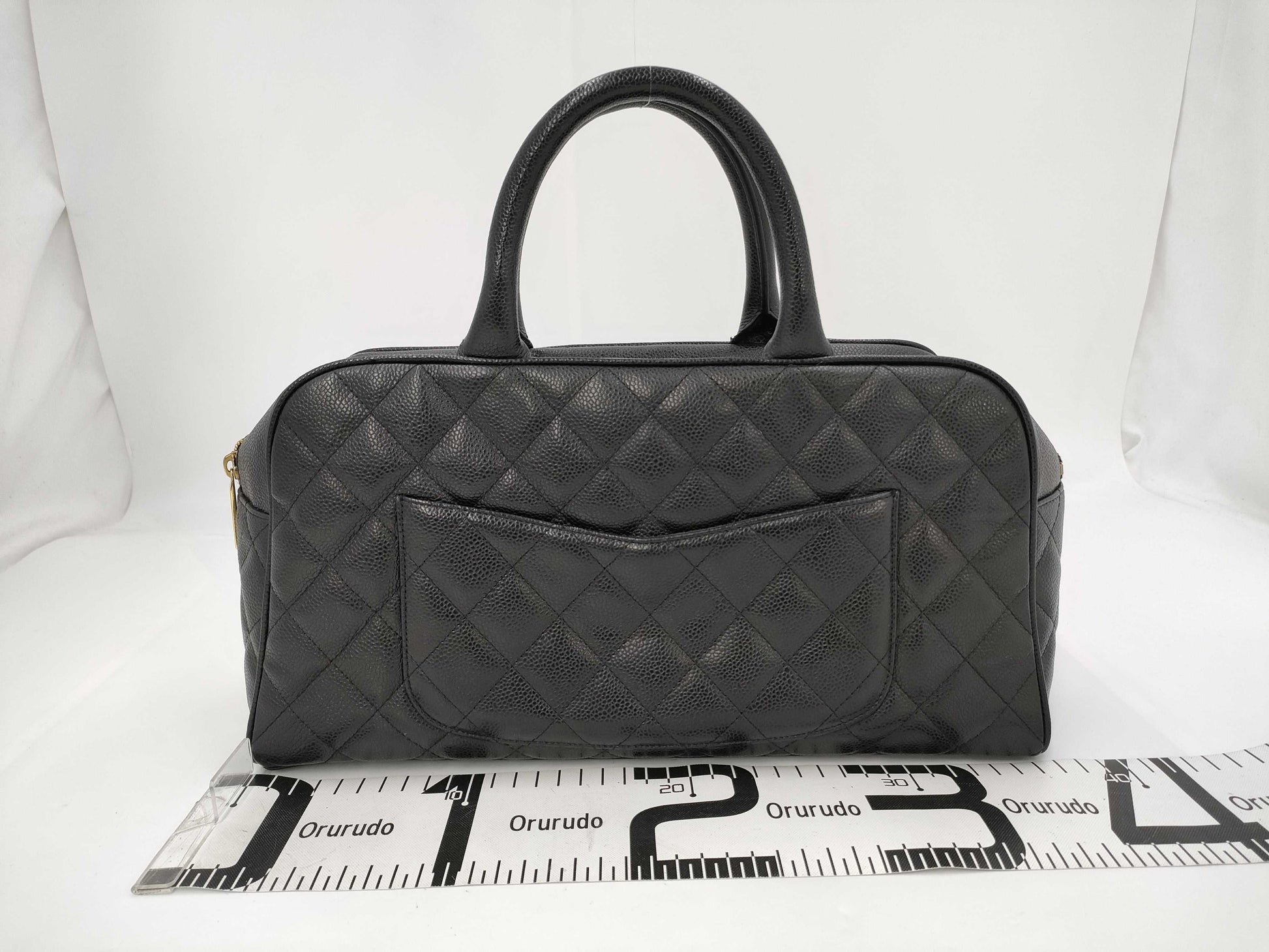 CHANEL Caviar Skin Bowling Bag Black Handbag
