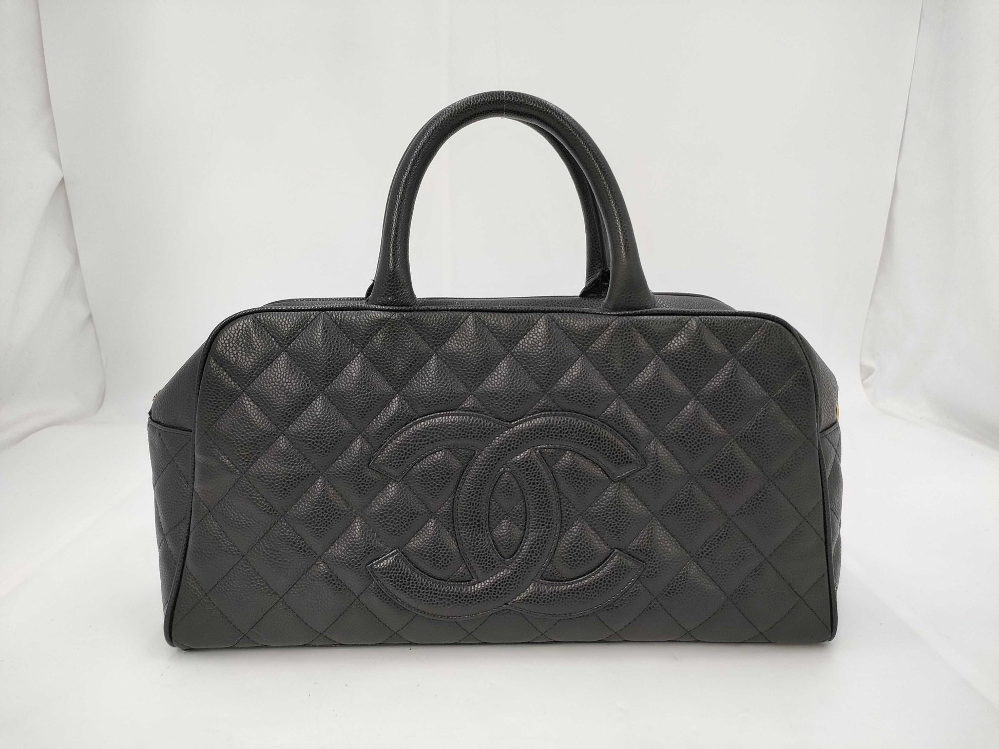 CHANEL Caviar Skin Bowling Bag Black Handbag