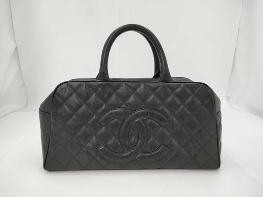 CHANEL Caviar Skin Bowling Bag Black Handbag