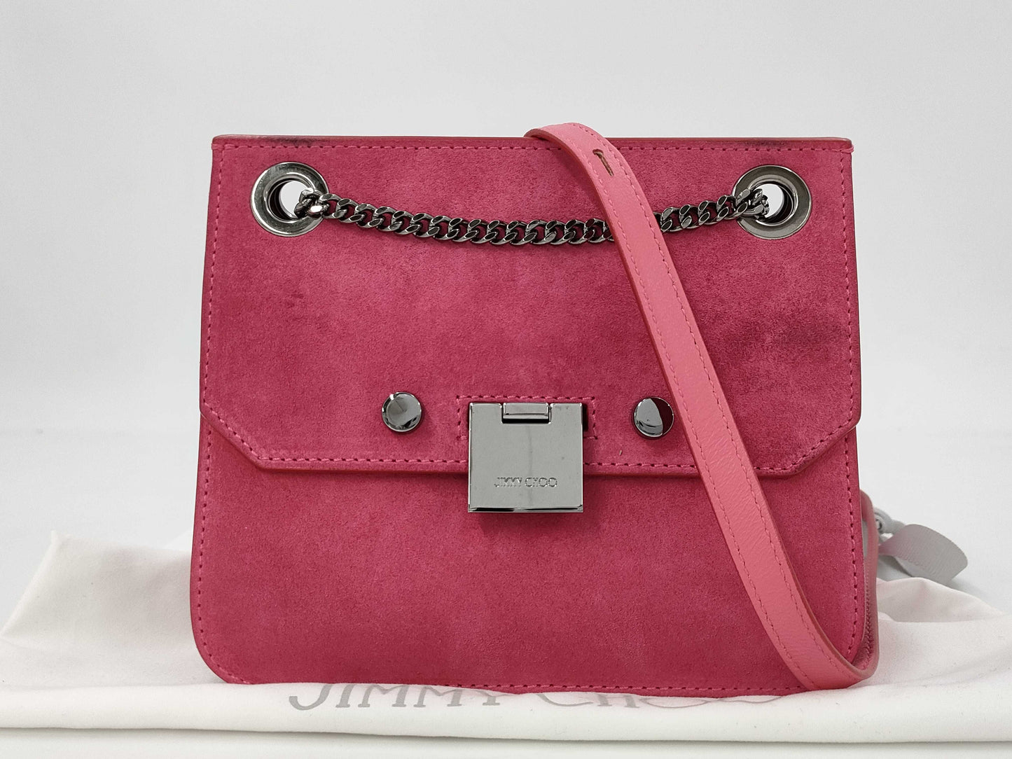 JIMMY CHOO Suede Pink Shoulder Bag