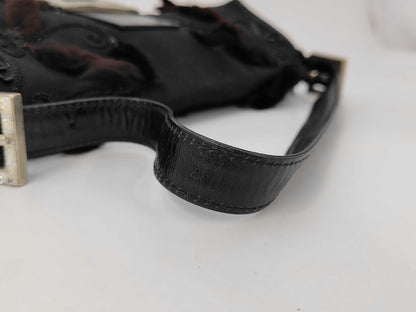 FENDI Floral Rhinestone Mamma Bucket Handbag