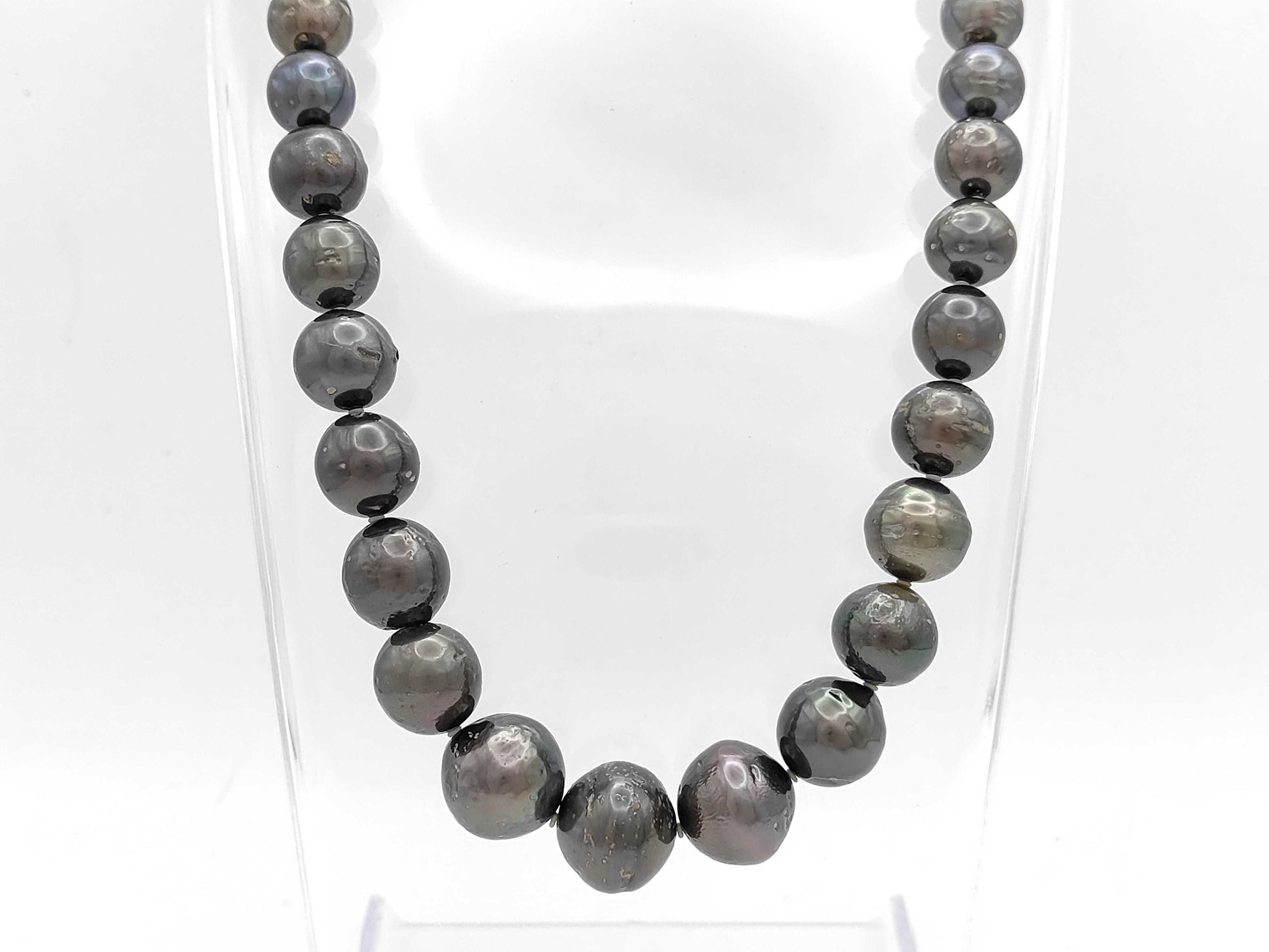 Black Butterfly Semi Round Pearl Diameter Approx. 9.5-15.5mm SV 88.2g Necklace 