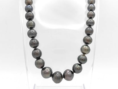 Black Butterfly Semi Round Pearl Diameter Approx. 9.5-15.5mm SV 88.2g Necklace 
