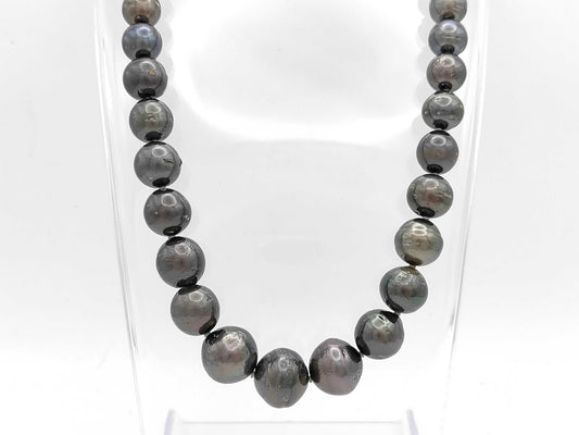 Black Butterfly Semi Round Pearl Diameter Approx. 9.5-15.5mm SV 88.2g Necklace 