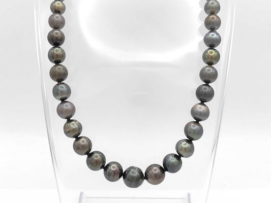 Black Butterfly Semi Round Pearl Diameter Approx. 7.3-12.0mm SV 54.2g Necklace 
