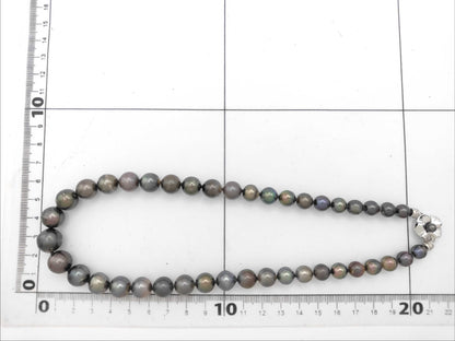 Black Butterfly Semi Round Pearl Diameter Approx. 7.3-12.0mm SV 54.2g Necklace 