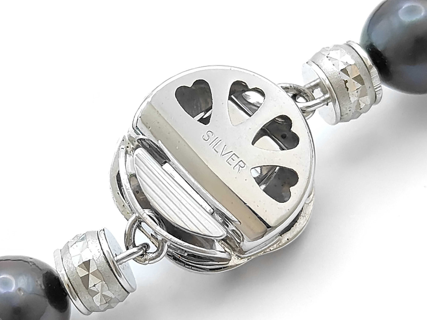 Black Butterfly Semi Round Pearl Diameter Approx. 7.3-12.0mm SV 54.2g Necklace 