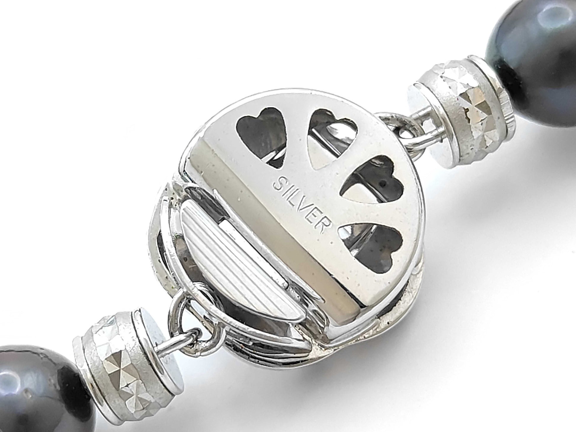 Black Butterfly Semi Round Pearl Diameter Approx. 7.3-12.0mm SV 54.2g Necklace 