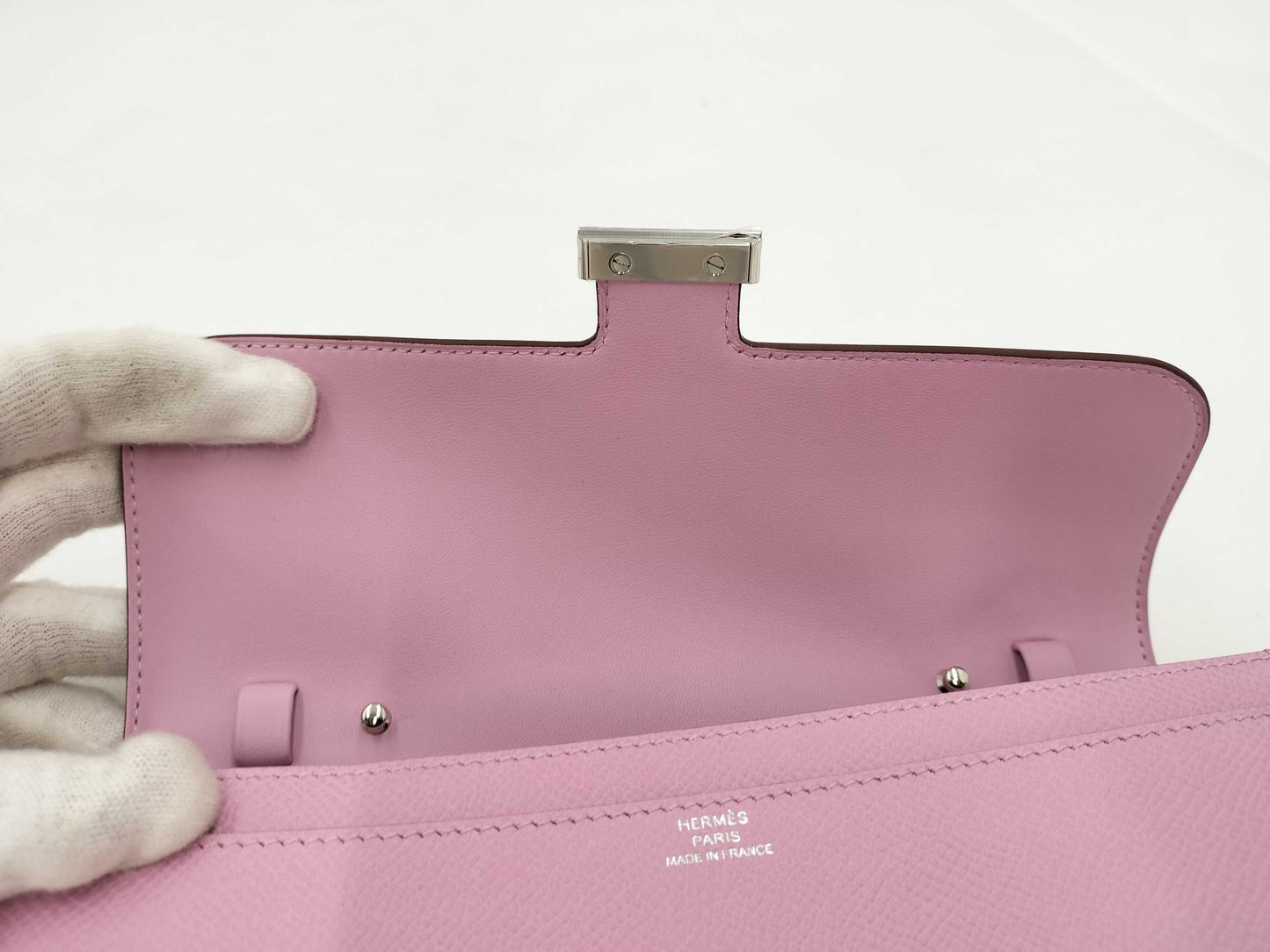 HERMES Constance Long Toe Go Vo Epson Mauve Sylvestre SV Hardware K-Engraved Shoulder Bag