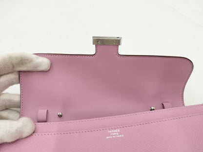 HERMES Constance Long Toe Go Vo Epson Mauve Sylvestre SV Hardware K-Engraved Shoulder Bag