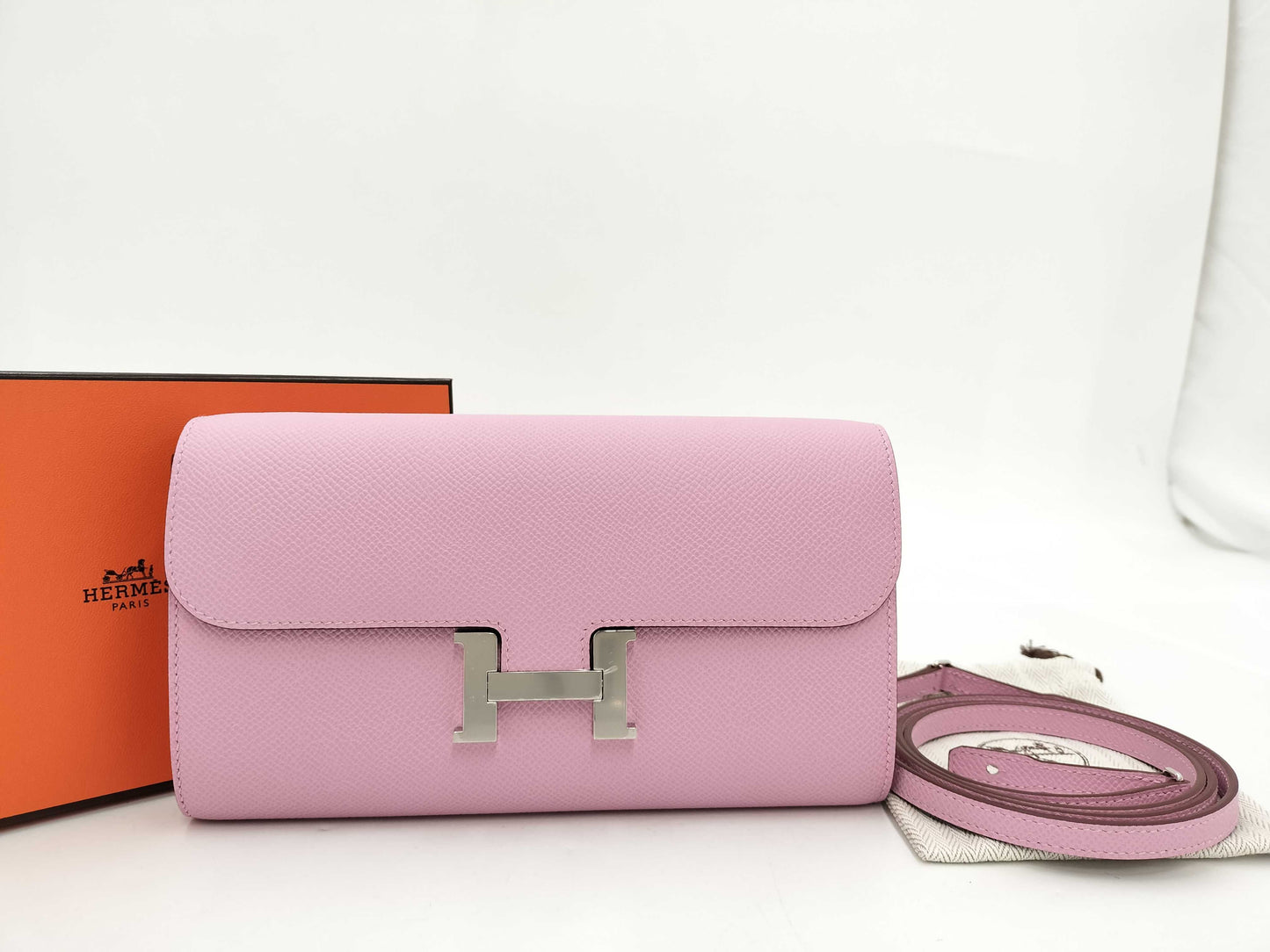 HERMES Constance Long Toe Go Vo Epson Mauve Sylvestre SV Hardware K-Engraved Shoulder Bag