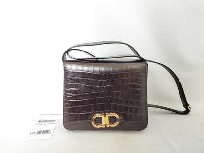 Salvatore Ferragamo Gancini Ferragamo Croco Shoulder Bag