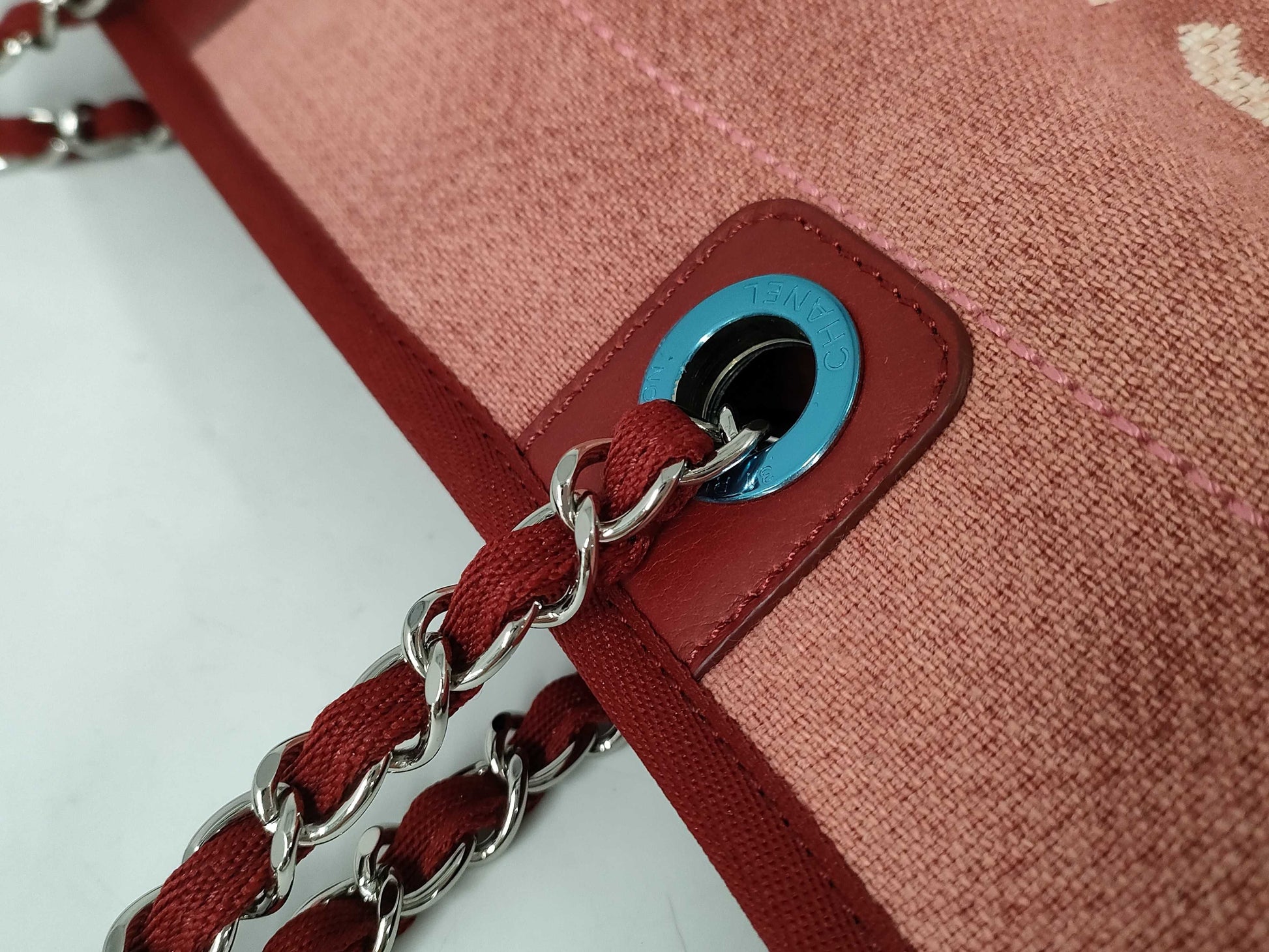 CHANEL Deauville Leather Chain Handbag Tote Bag