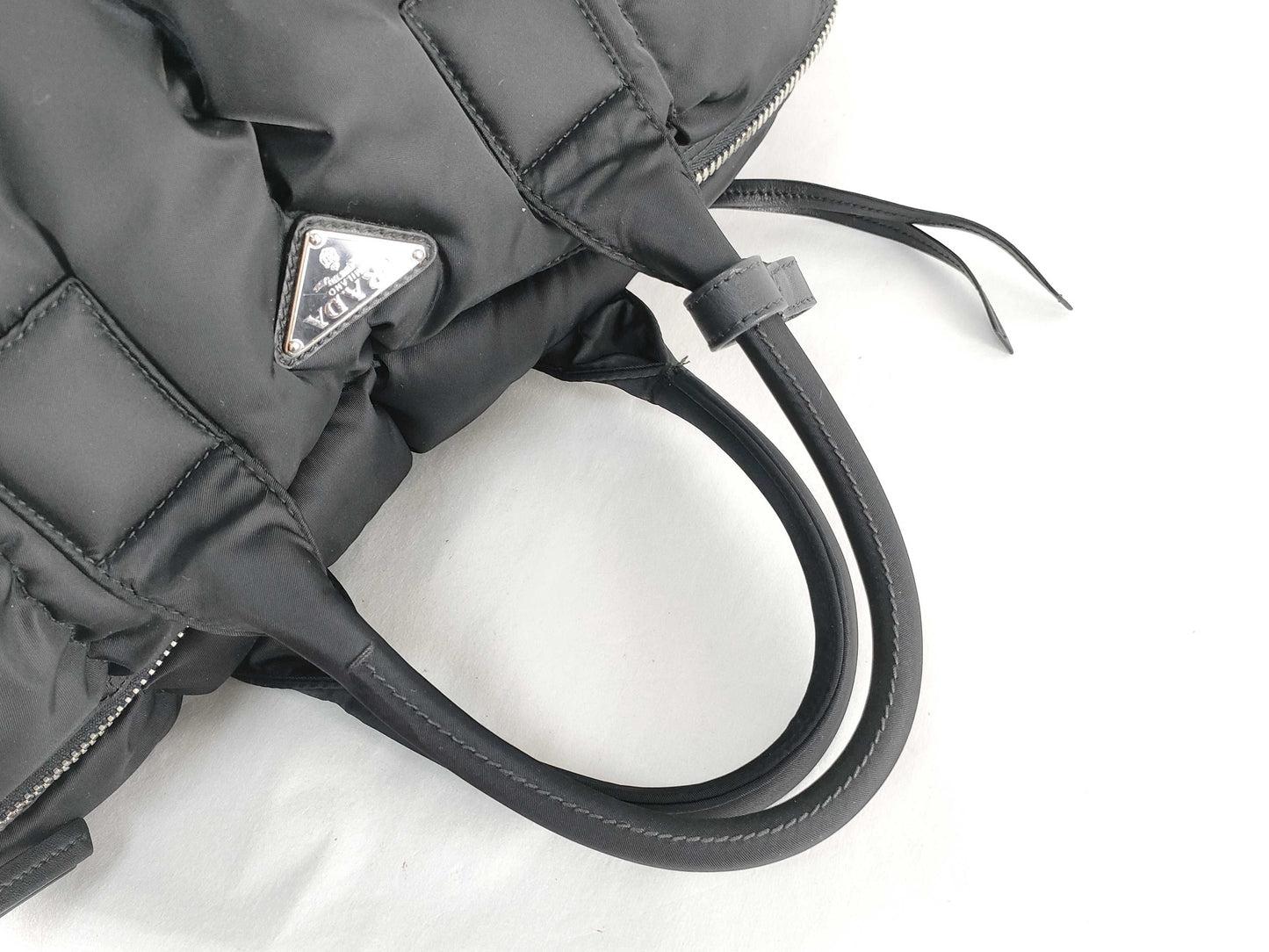 PRADA PRADA BL0871 Tessuto Bomber 2-Way Mini Boston Bag in Black Nylon