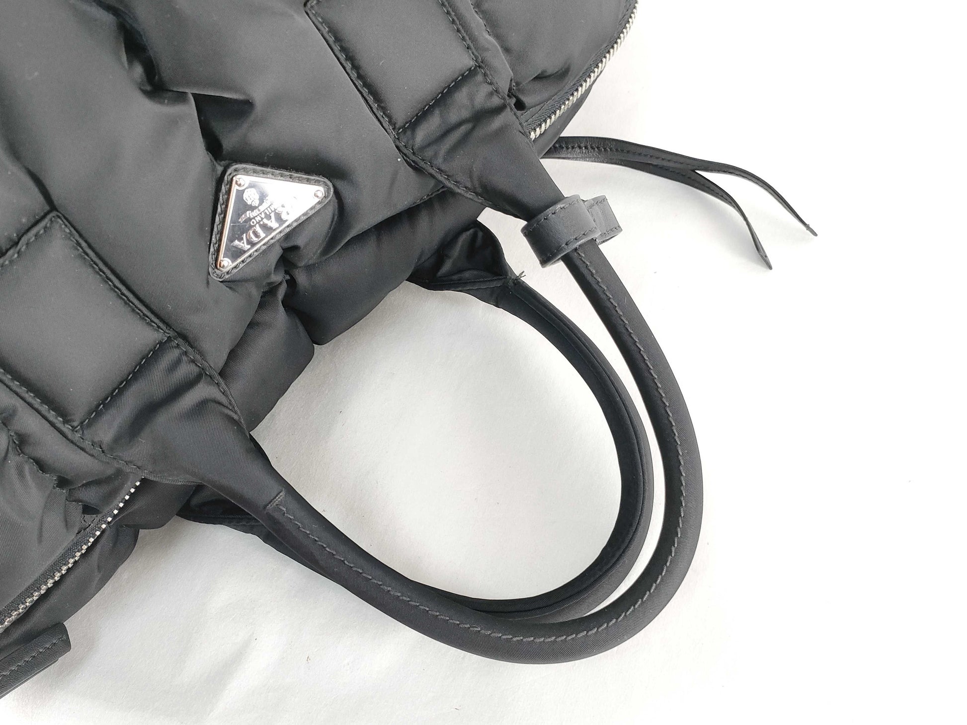 PRADA PRADA BL0871 Tessuto Bomber 2-Way Mini Boston Bag in Black Nylon