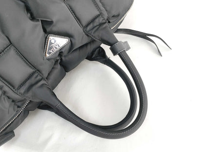 PRADA PRADA BL0871 Tessuto Bomber 2-Way Mini Boston Bag in Black Nylon