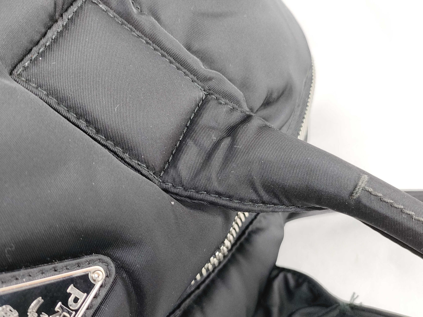 PRADA PRADA BL0871 Tessuto Bomber 2-Way Mini Boston Bag in Black Nylon