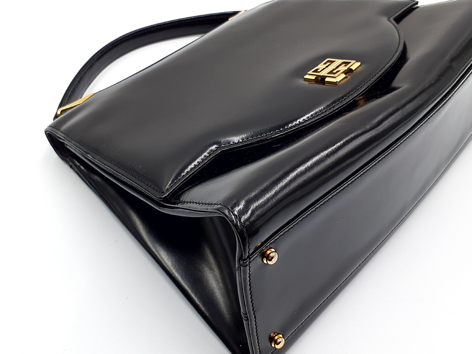 GIVENCHY 2-Piece Leather Hand Gold Hardware Vintage Handbag