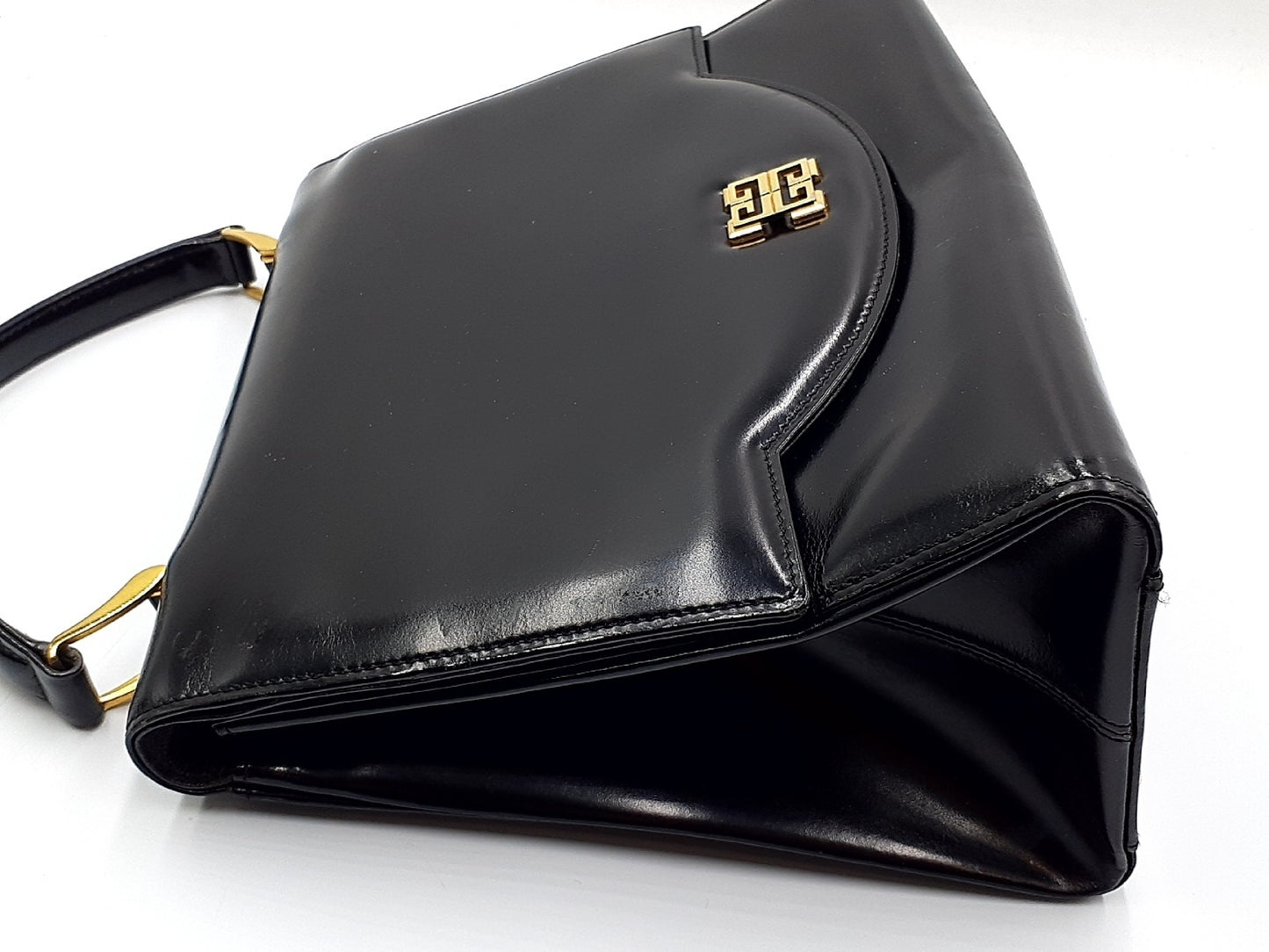 GIVENCHY 2-Piece Leather Hand Gold Hardware Vintage Handbag