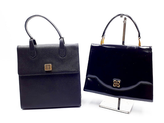 GIVENCHY 2-Piece Leather Hand Gold Hardware Vintage Handbag