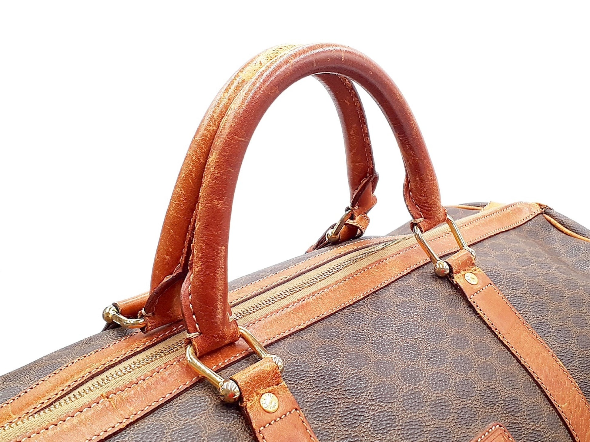 CELINE 4-Piece Set Macadam Pattern Leather Vintage Boston Bag Handbag Boston Bag