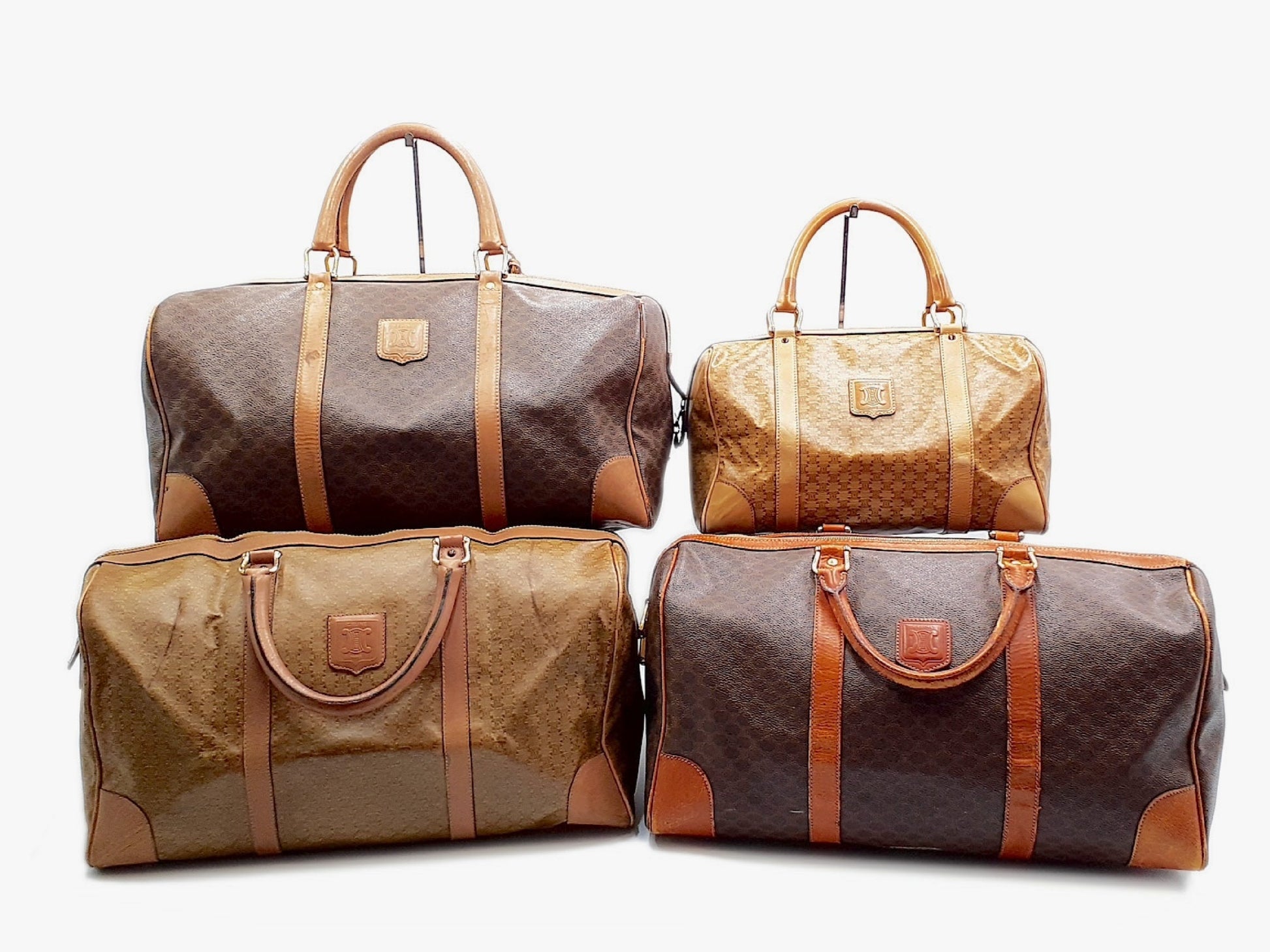 CELINE 4-Piece Set Macadam Pattern Leather Vintage Boston Bag Handbag Boston Bag