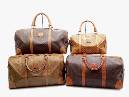 CELINE 4-Piece Set Macadam Pattern Leather Vintage Boston Bag Handbag Boston Bag