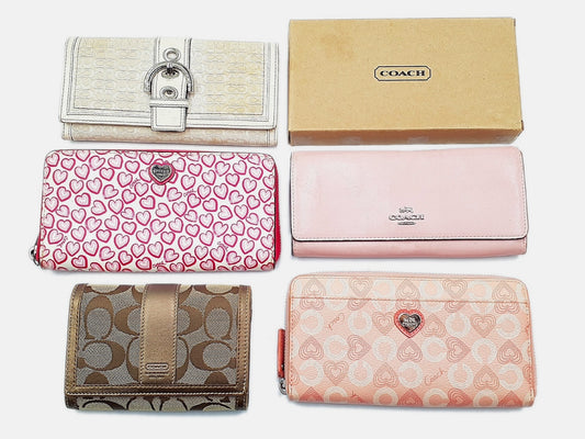 COACH 5-Piece Set Signature Leather Long Wallet Wallet Wallet