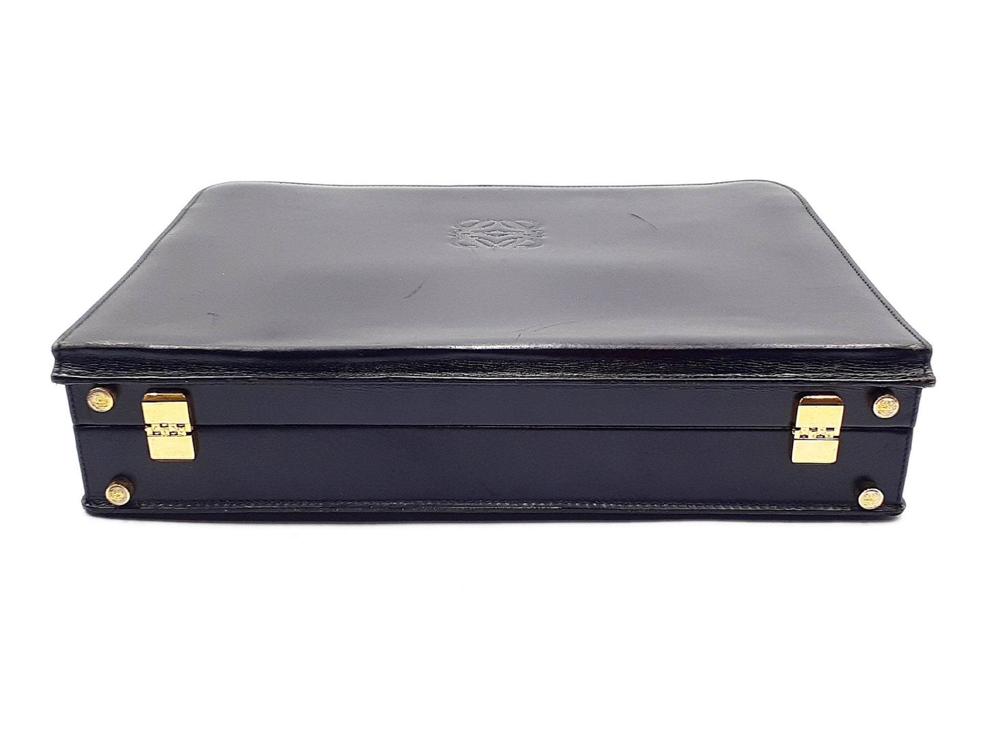 LOEWE Anagram Leather Black Gold Hardware Dial Lock 430 Business Bag