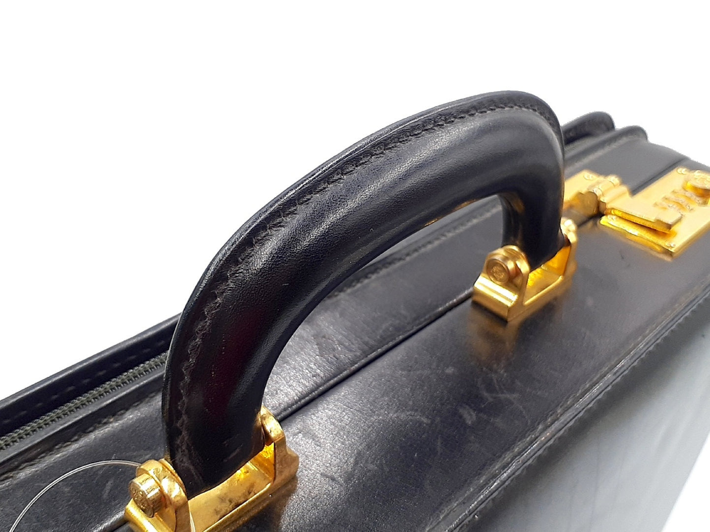 LOEWE Anagram Leather Black Gold Hardware Dial Lock 430 Business Bag