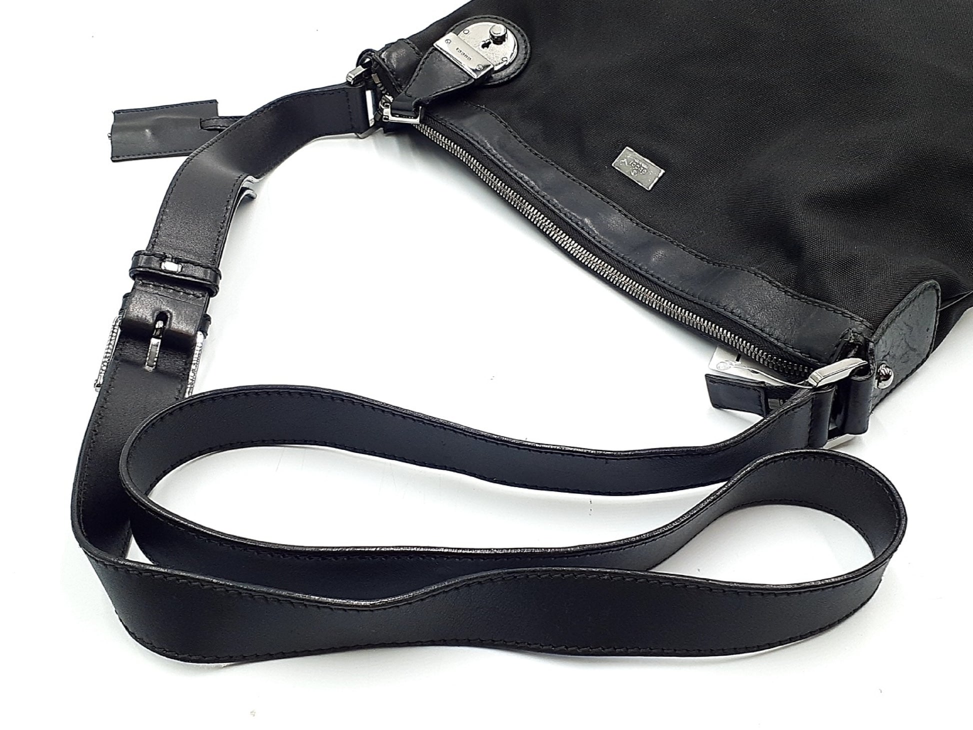 GUCCI Leather Shoulder Black Silver Fittings 148476 Shoulder Bag