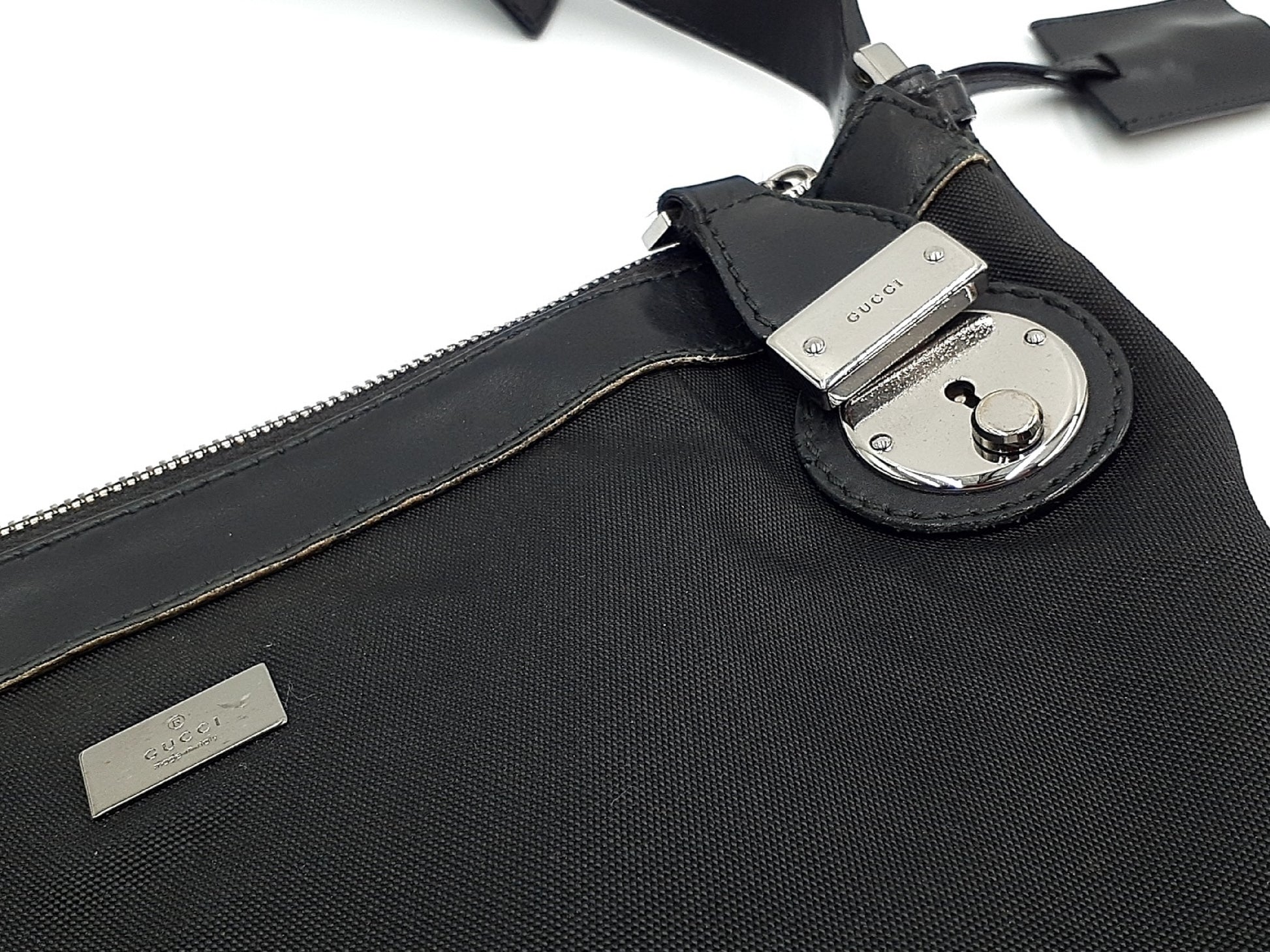 GUCCI Leather Shoulder Black Silver Fittings 148476 Shoulder Bag