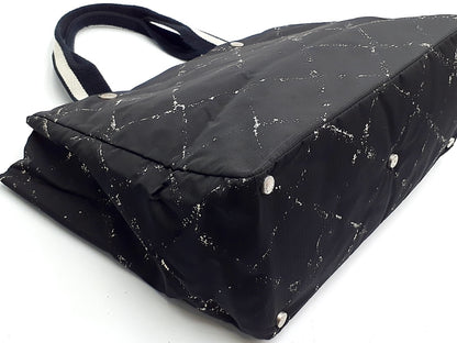 CHANEL Old Travelline Black Nylon Tote Bag