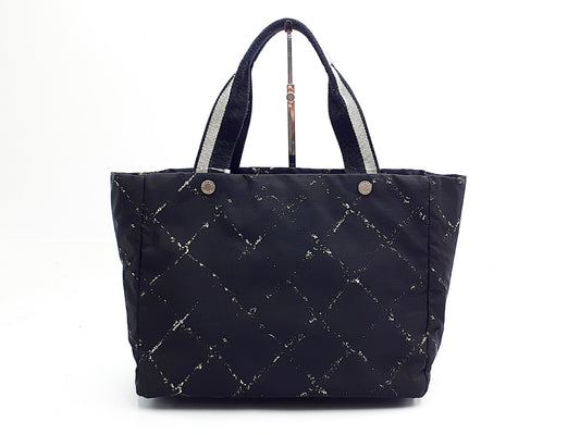 CHANEL Old Travelline Black Nylon Tote Bag