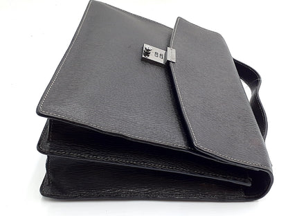 Salvatore Ferragamo Leather Black Silver Hardware Business Bag